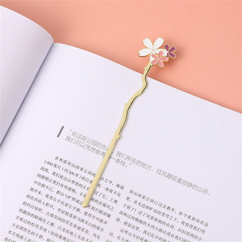 Dried Flower Bookmark - Pembatas buku logam Sakura pembatas buku