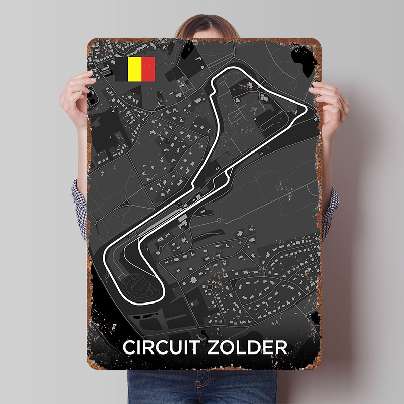 Custom Map Poster - Poster Logam Peta Jalur Sirkuit Zolder