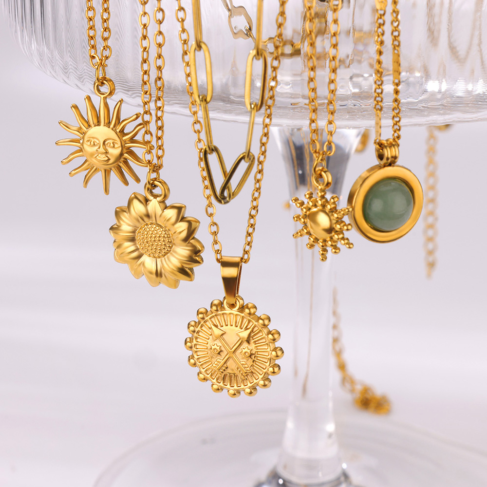 Kalung geometris baja tahan ka - Birth Flower Necklace ulasan dan harga