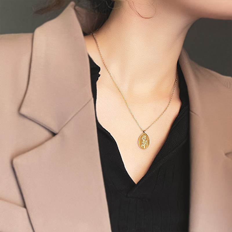 Kalung Baja Tahan Karat Lionti - Birth Flower Necklace ulasan dan harga