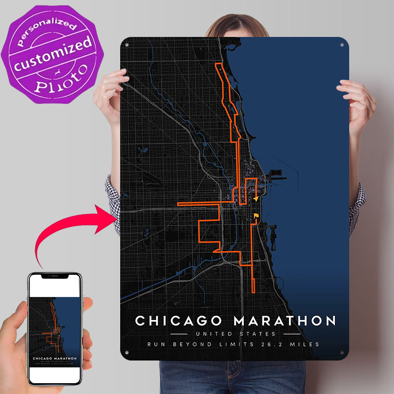 Peta Rute Marathon Chicago Pos - Custom Map Poster ulasan dan harga
