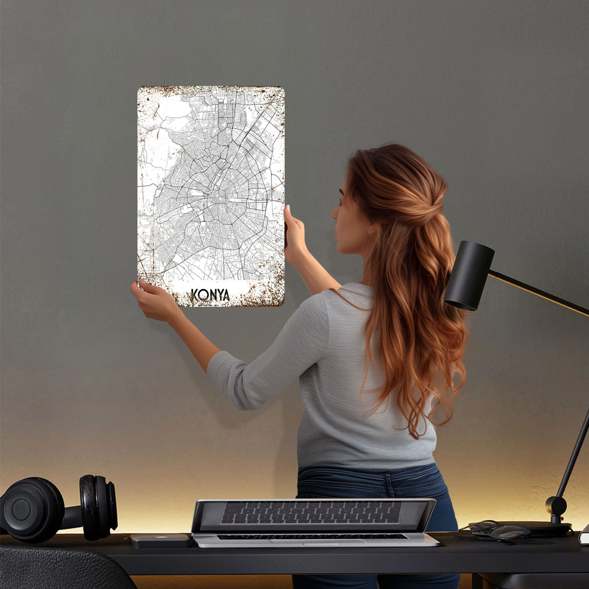 Konya peta Kota tanda plat tim - Custom Map Poster ulasan dan harga