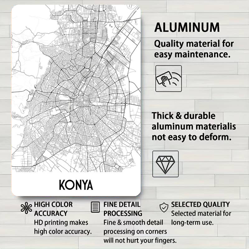 Konya peta Kota tanda plat tim - Custom Map Poster ulasan dan harga